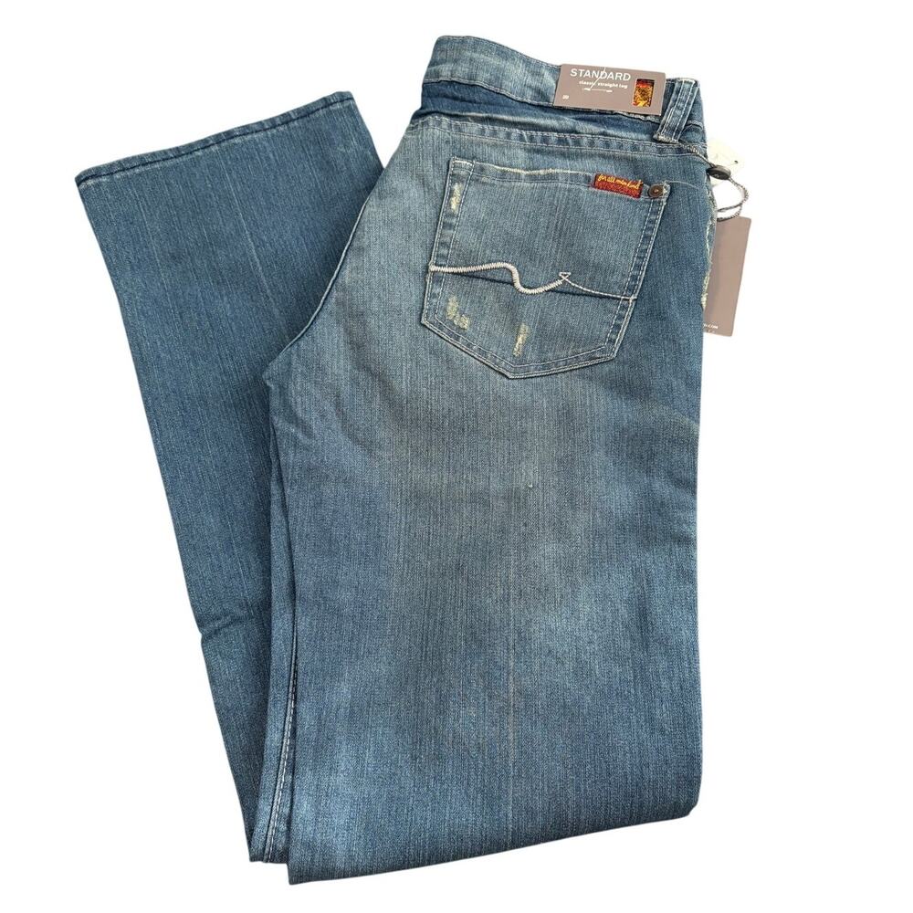 7 For All Mankind Boot Cut Jeans 29‎ NWT Distressed Y2K Western Americana